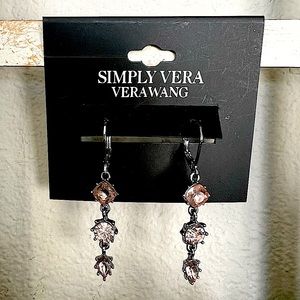 Simply Vera | Vera Wang | NWT | Silver Pink Dangle Rhinestone LatchBack Earrings